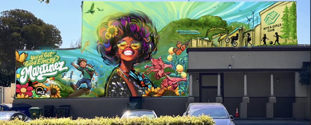 Photo of a colorful mural on the side of the Boys and Girls Club in Martinez, California.