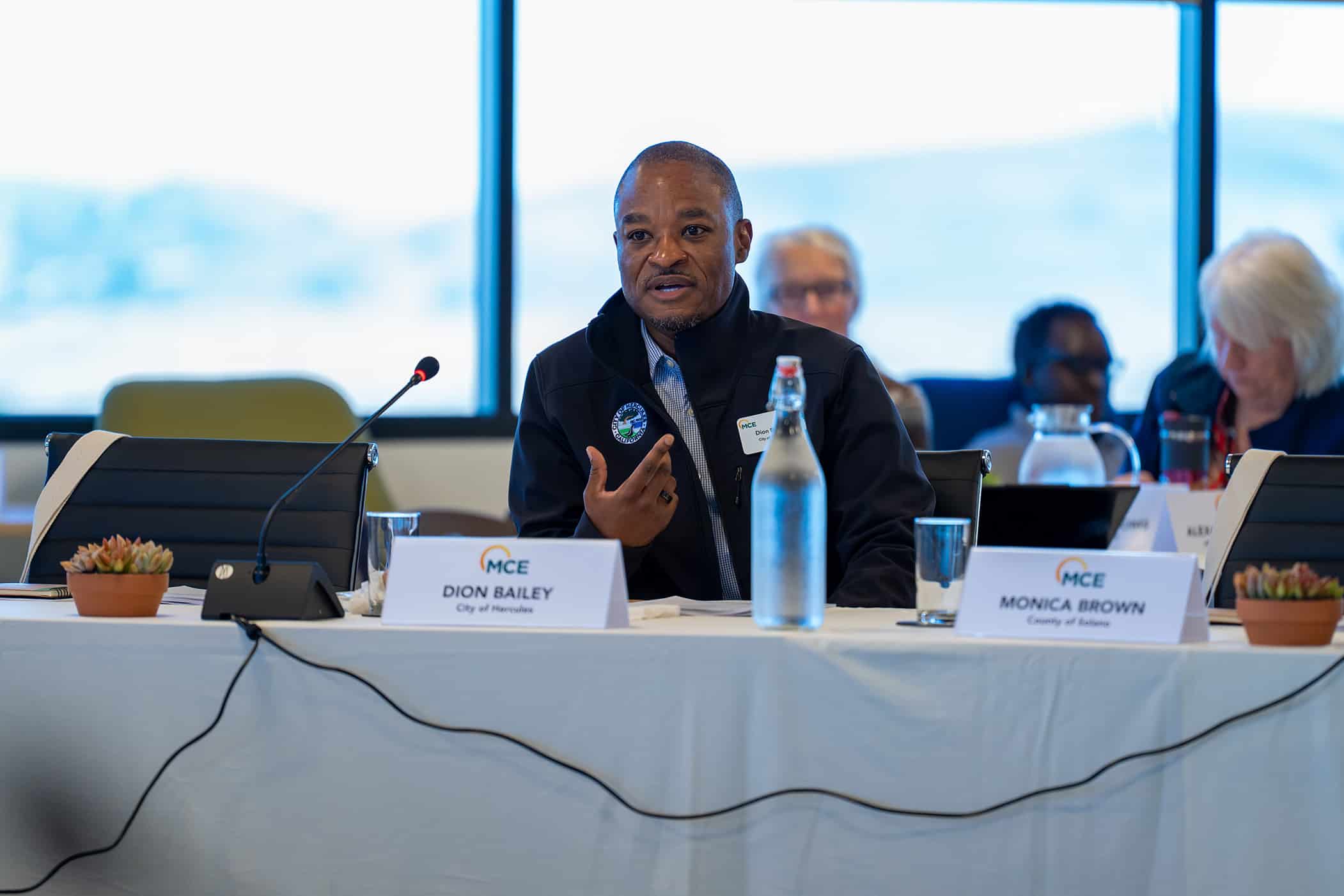 Councilmember Dion Bailey speaking at an MCE panel discussion for the City of Hercules
